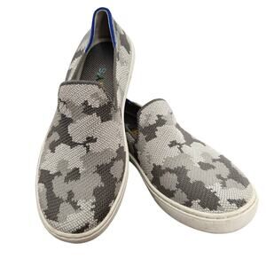 New, Rothy's, Kids Size 2, Gray & White Camo Slip-on Sneaker Slides, Washable